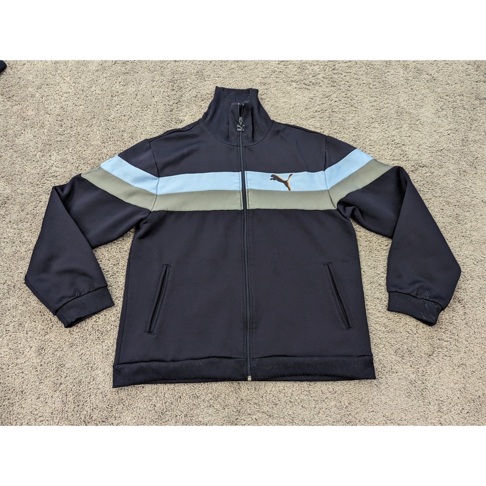 Vintage PUMA Jacket Mens Large Full Zip Long Sleeve‎ Black Made in Malaysia